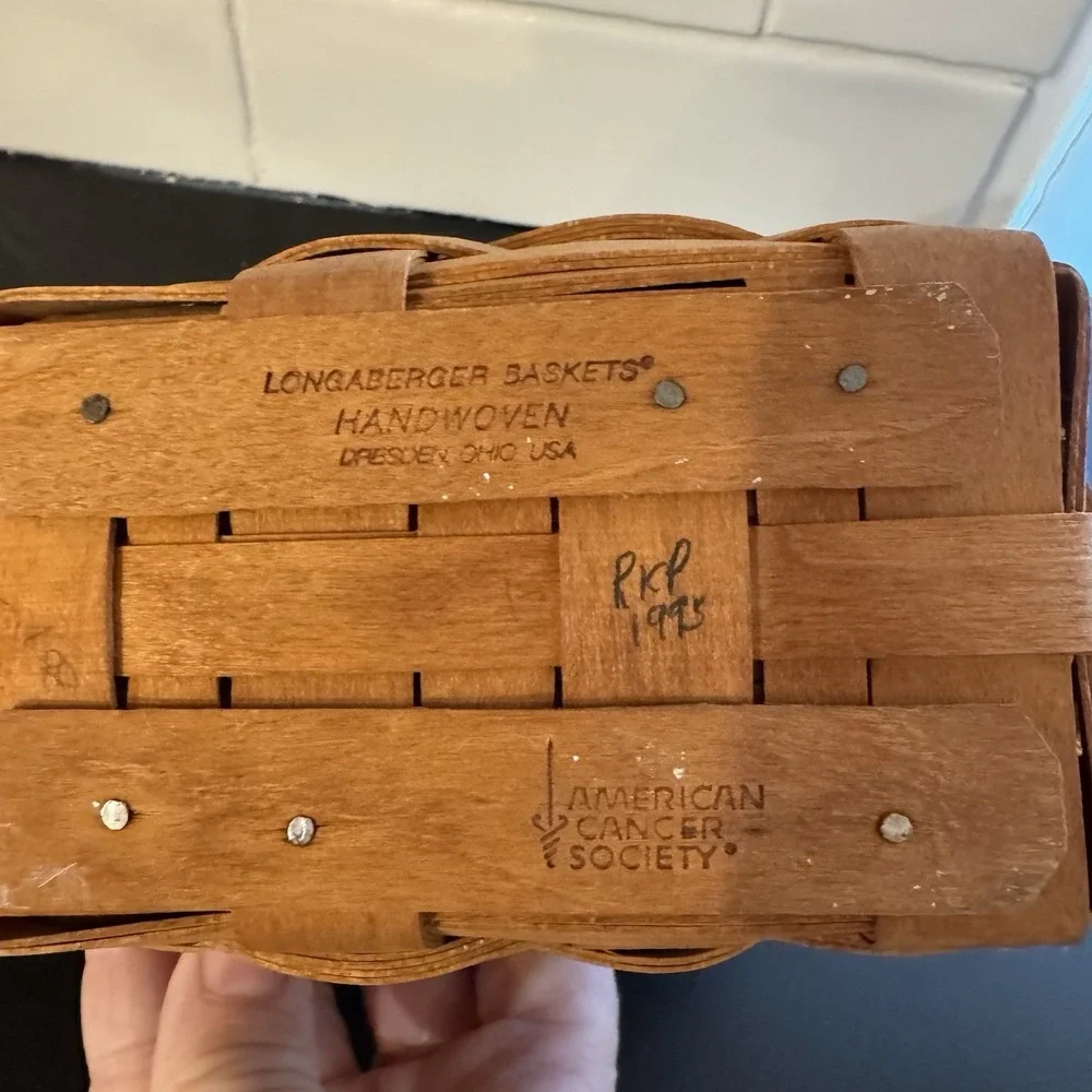 Longaberger Horizon‎ of Hope Basket Set 1st Heritage Green Liner 7x5.5x3.5 Mini